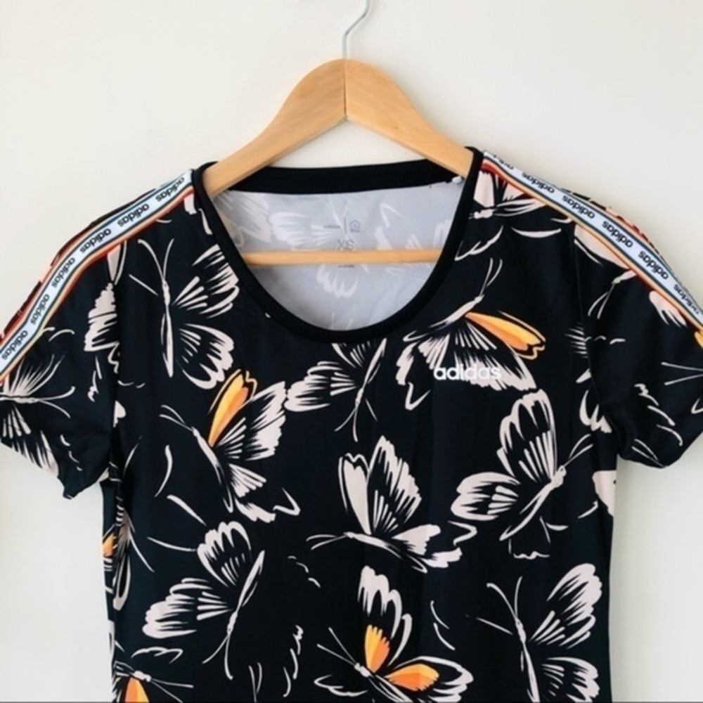 adidas x Farm Rio Black Butterfly Print Dress Size XS Brazilcore Athleisure Boho - Picture 5 of 14